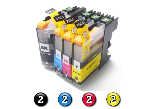 Compatible Brother LC131XL/LC133 ink cartridges 8 Pack Combo (2BK/2C/2M/2Y)